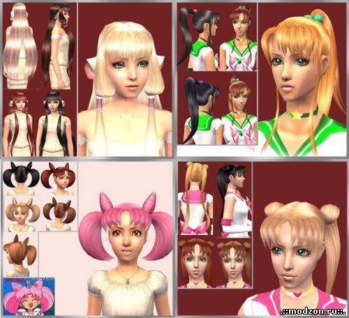 Sims 2 "Женские прически из аниме"